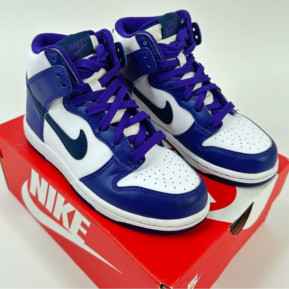 NIKE
DUNK HIGH PS
"ELECTRO PURPLE MIDNGHT NAVY" SZ 1y - Picture 3 of 5